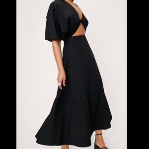 Knot front puff sleeve poplin nastygal dress